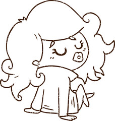 Fashionable Woman Charcoal Drawing