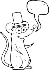 speech bubble cartoon mouse in top hat