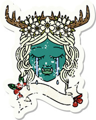 crying orc druid character face illustration