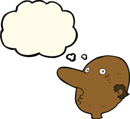 cartoon balding man with thought bubble