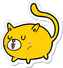 sticker of a cartoon happy cat
