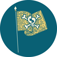 tattoo style icon of a pirate flag