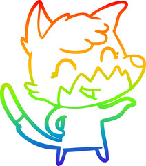 rainbow gradient line drawing happy cartoon fox