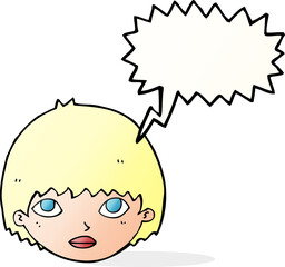 cartoon girl staring with speech bubble