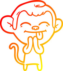 Obraz premium warm gradient line drawing funny cartoon monkey