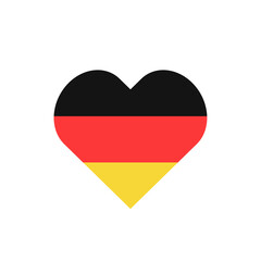 Heart with Germany flag. Vector isolated on white background.