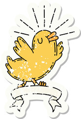 grunge sticker of tattoo style happy bird
