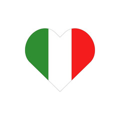 Heart with Italy flag. Vector isolated on white background.