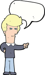 cartoon man pointing with speech bubble