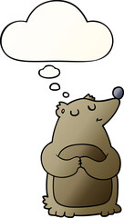 cartoon bear and thought bubble in smooth gradient style