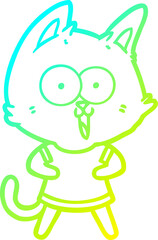 cold gradient line drawing funny cartoon cat