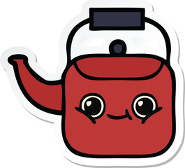 sticker of a cute cartoon kettle