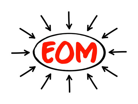 EOM - End Of Message acronym text with arrows, business concept background