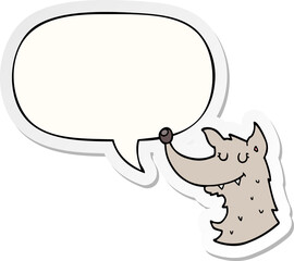 cartoon wolf and speech bubble sticker