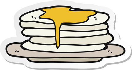 sticker of a cartoon stack of pancakes