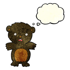 frightened black bear cartoon with thought bubble