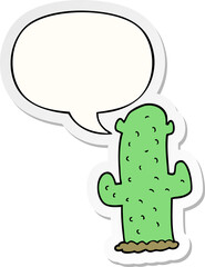 cartoon cactus and speech bubble sticker