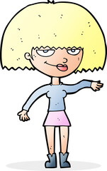 cartoon smug woman making dismissive gesture