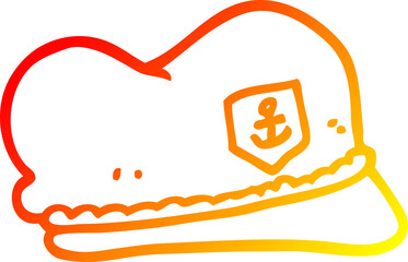 warm gradient line drawing cartoon sailor hat