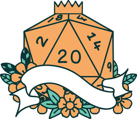 natural twenty D20 dice roll illustration