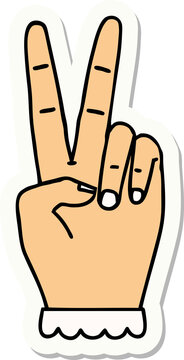 peace symbol two finger hand gesture sticker