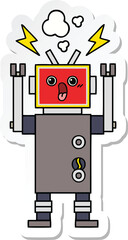 sticker of a cute cartoon robot malfunction