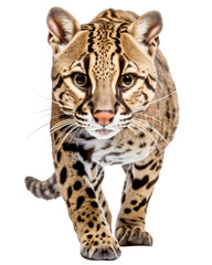 Fototapeta na wymiar Detailed walking wildcat ocelot portrait: Small feline captured up-close. Generative AI