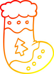 warm gradient line drawing cartoon christmas stockings