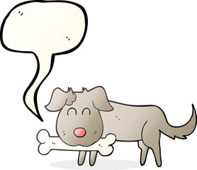 speech bubble cartoon dog with bone