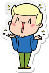 sticker of a cartoon excited man