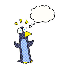 thought bubble cartoon surprised penguin