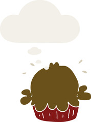 cute cartoon pie and thought bubble in retro style