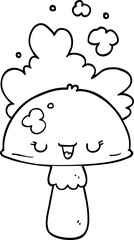 cartoon mushroom with spoor cloud