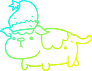cold gradient line drawing cute christmas dog