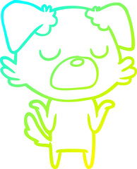 cold gradient line drawing cartoon dog shrugging shoulders