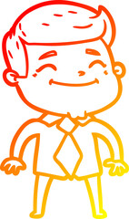 warm gradient line drawing happy cartoon businessman