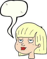 comic book speech bubble cartoon female face
