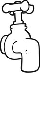 black and white cartoon running faucet