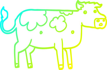 cold gradient line drawing cartoon cow