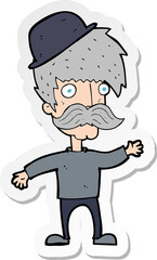 sticker of a cartoon man wearing bowler hat