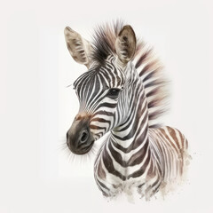 Fototapeta na wymiar Watercolor little zebra. AI generative.