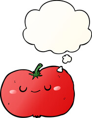 cartoon apple and thought bubble in smooth gradient style