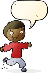 cartoon excited boy with speech bubble