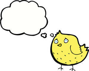 cartoon bird with thought bubble