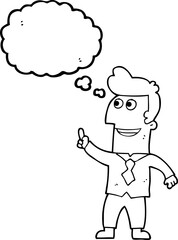 thought bubble cartoon businessman pointing