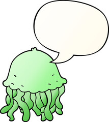 cartoon jellyfish and speech bubble in smooth gradient style