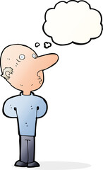 cartoon balding man with thought bubble