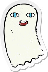 retro distressed sticker of a funny cartoon ghost