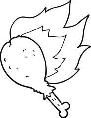 black and white cartoon chicken leg