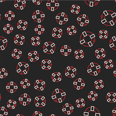 Obraz premium Line Lifebuoy icon isolated seamless pattern on black background. Lifebelt symbol. Vector